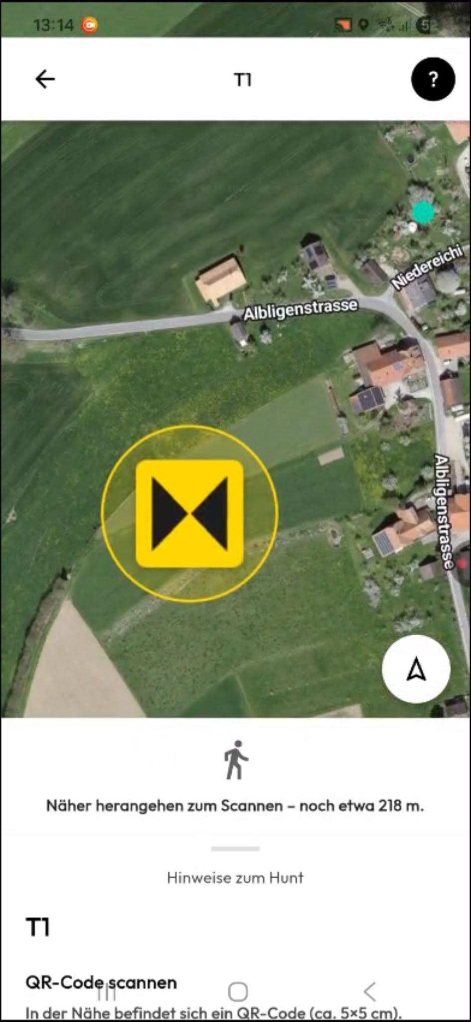 Satellitenkarte mit QR-Ziel